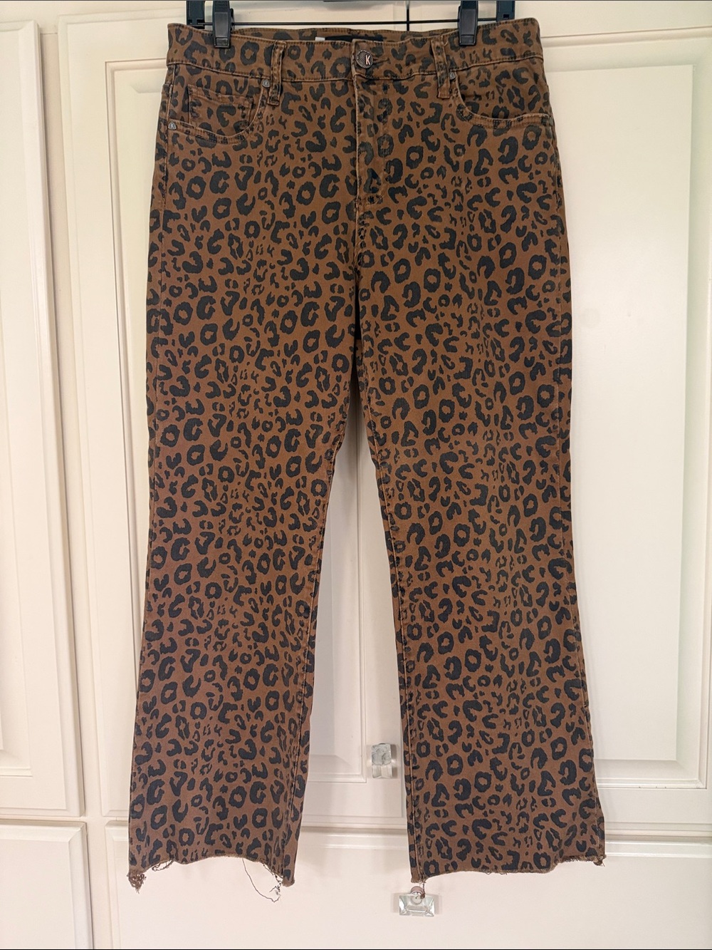 Kut from the Kloth Brown and Black Leopard Print Straight Leg Jeans